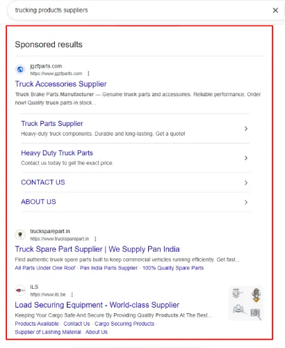 Google Ads Trucking Products